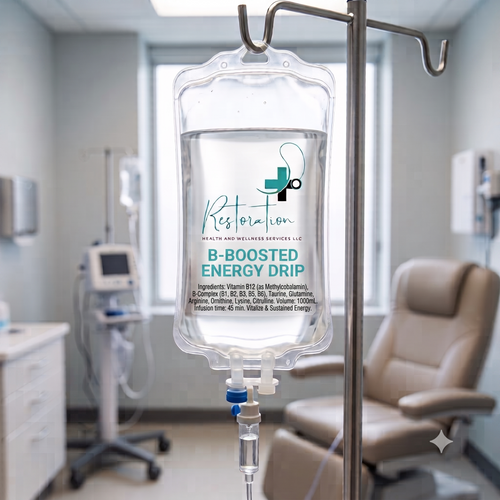 B-Boosted Energy IV Drip - 500mL | Fat Burning & Energy Boost | Restoration Health & Wellness