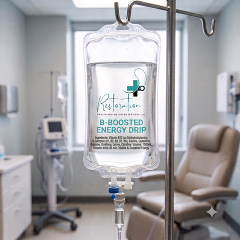 B-Boosted Energy IV Drip - 500mL | Fat Burning & Energy Boost | Restoration Health & Wellness